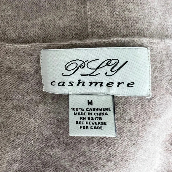 PLY Cashmere Open Front Long Cardigan Sz M Tan - Picture 6 of 7